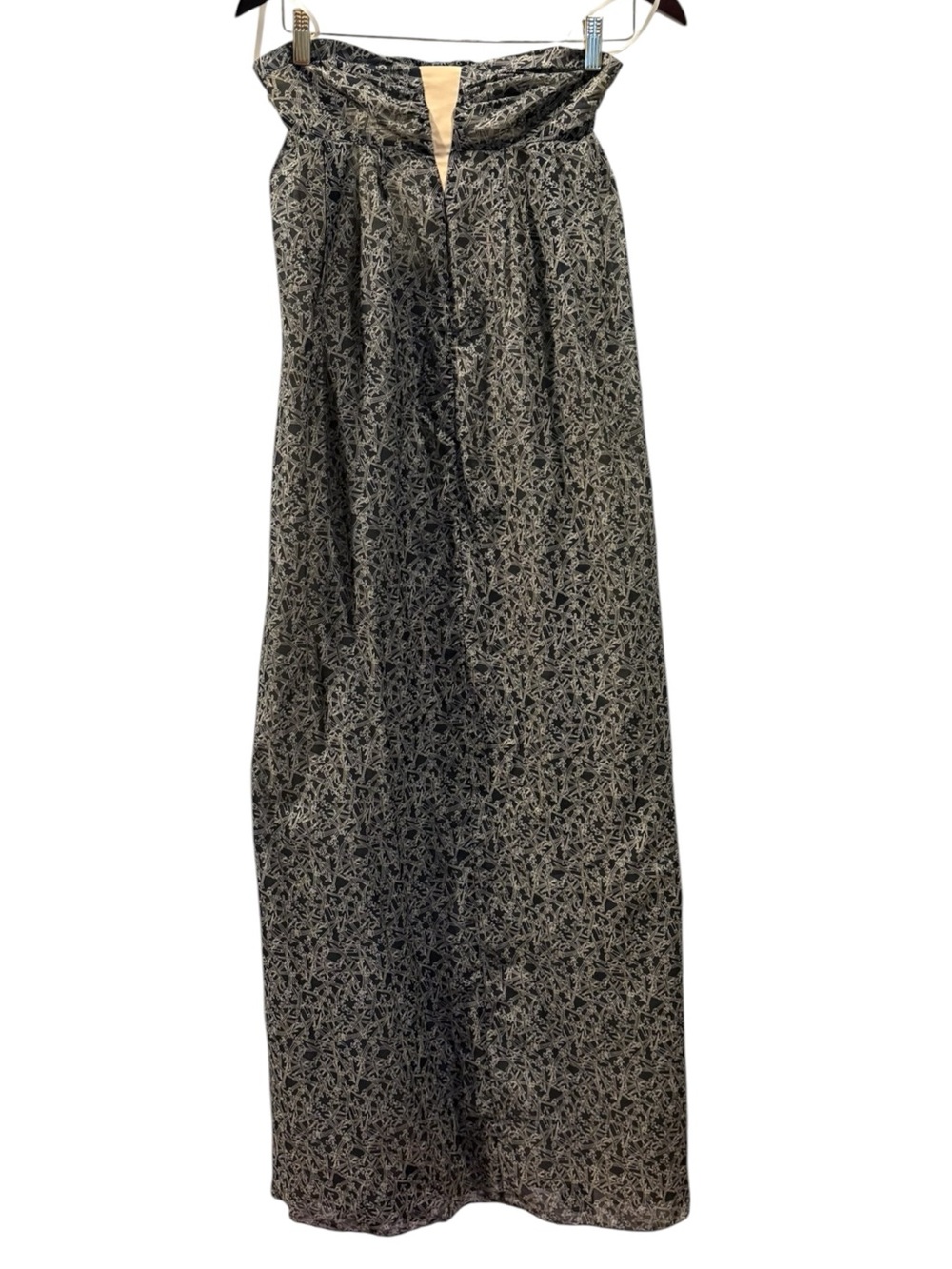 rag & bone - sword print silk strapless maxi dress. size 2.